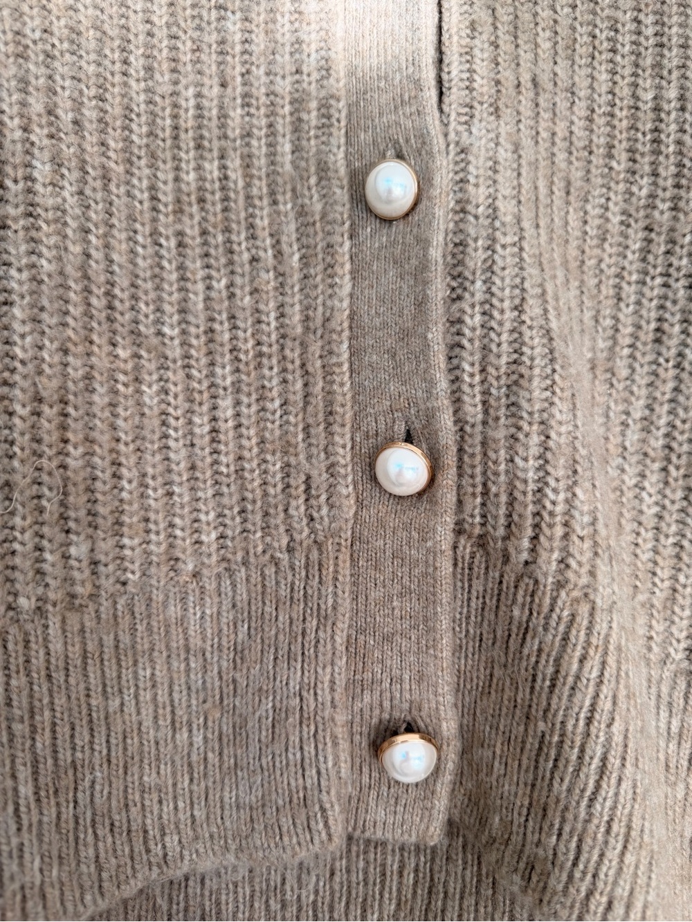 A&F Button-Front Sweater Cardigan - Taupe - Picture 3 of 4